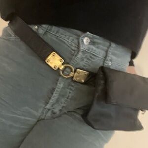 Vintage DKNY Black Leather Belt Bag
